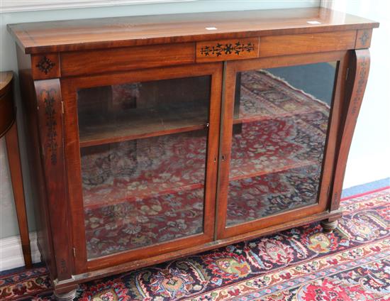 An early Victorian inlaid mahogany bookcase W.125cm